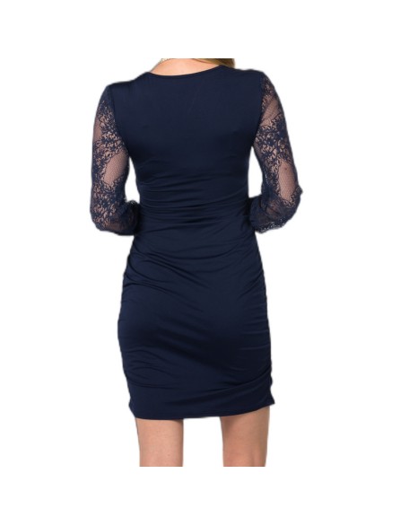 Fashion lace stitching elegant tight-fitting long-sleeved dress