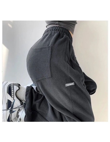 Loose sweatpants women's casual girdle pants autumn and winter gray high-waisted straight underpants