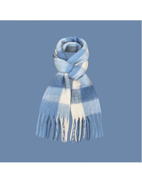 Imitation cashmere scarf women's new plaid student tassel shawl double-sided matching color collar