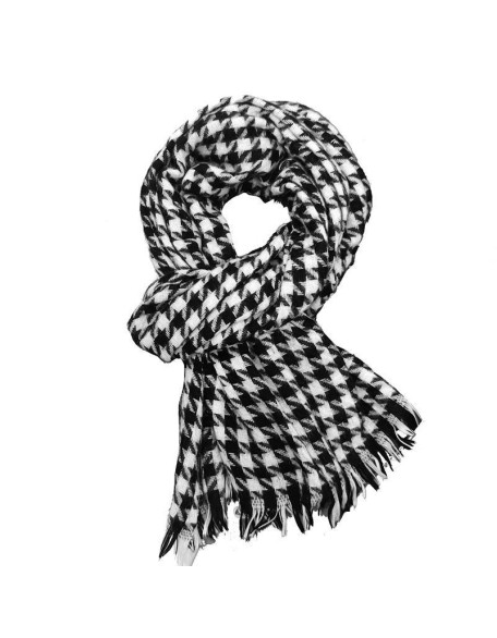 Scarf warm checkered bib scarf with tassel scarf women's advanced sense