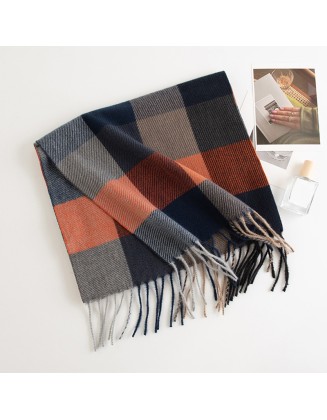 Women's imitation cashmere scarf fashion commute simple checkerboard cold warm scarf