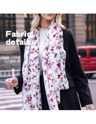 Printed imitated cashmere scarf women elegant fashion with cold warm neck collar