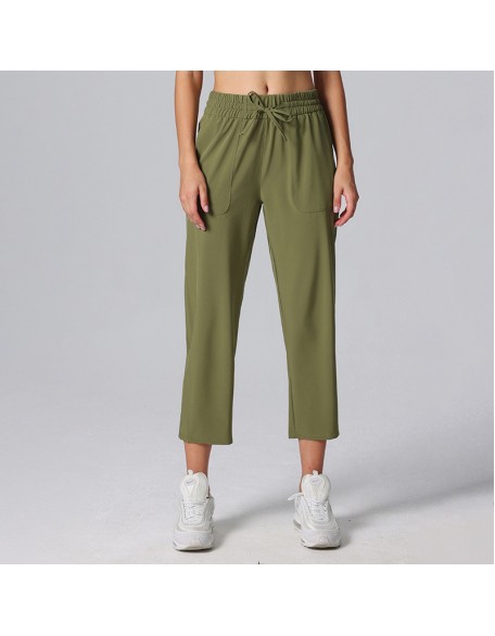 Thin lightweight loose casual sports pants high waist wide leg pants women's summer drawstring fitness pants Running commuter pants