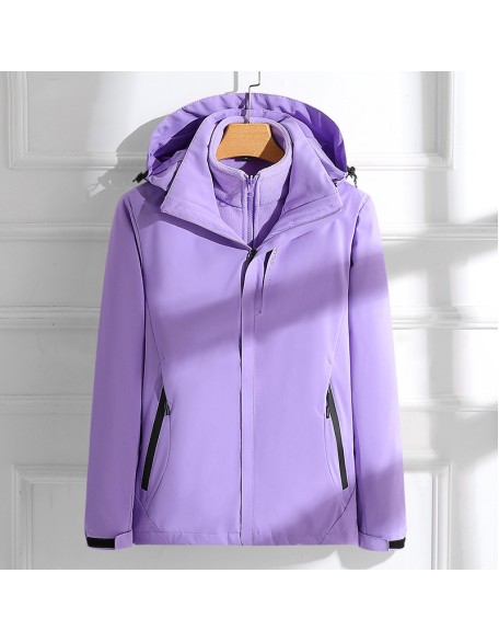 Punching jacket 3 in 1 removable ladies outdoor camping hiking windproof jacket waterproof hooded jacket