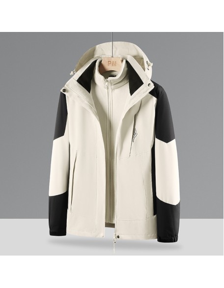 Autumn and winter models outdoor 3-in-1 punching jacket removable women's waterproof windbreaker jacket thickened fleece