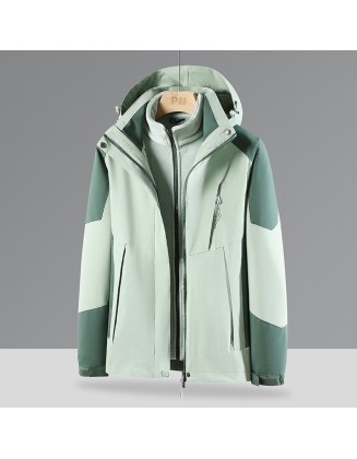 Autumn and winter models outdoor 3-in-1 punching jacket removable women's waterproof windbreaker jacket thickened fleece