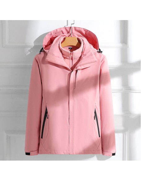 Punching jacket 3 in 1 removable ladies outdoor camping hiking windproof jacket waterproof hooded jacket