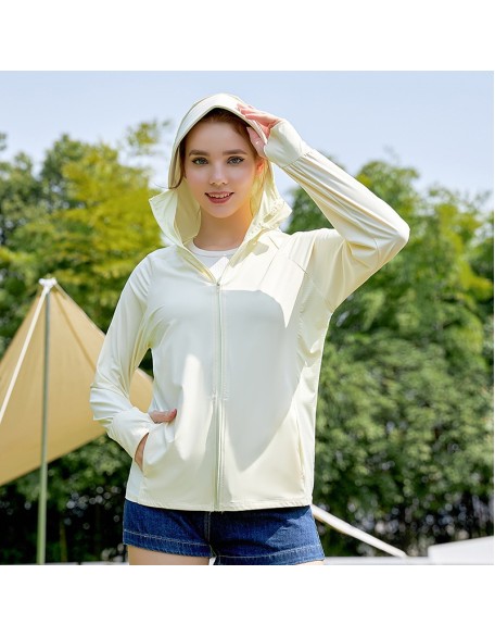 Ultraviolet nylon ice silk sunscreen jacket female 2024 spring new outdoor leisure sunwear female sunscreen skin