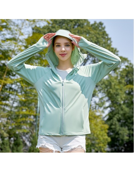 Ultraviolet nylon ice silk sunscreen jacket female 2024 spring new outdoor leisure sunwear female sunscreen skin