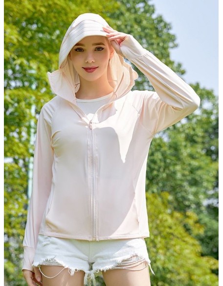 Ultraviolet nylon ice silk sunscreen jacket female 2024 spring new outdoor leisure sunwear female sunscreen skin