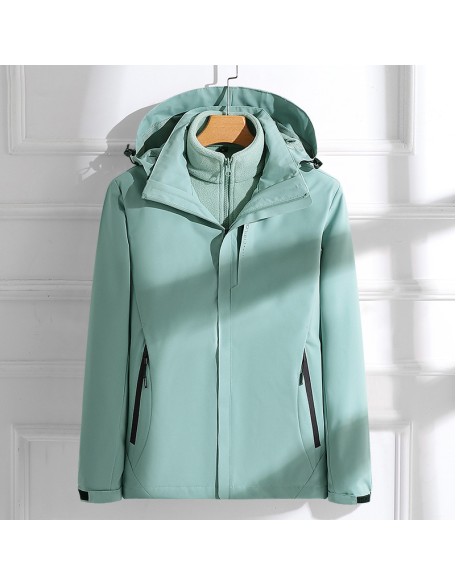 Punching jacket 3 in 1 removable ladies outdoor camping hiking windproof jacket waterproof hooded jacket