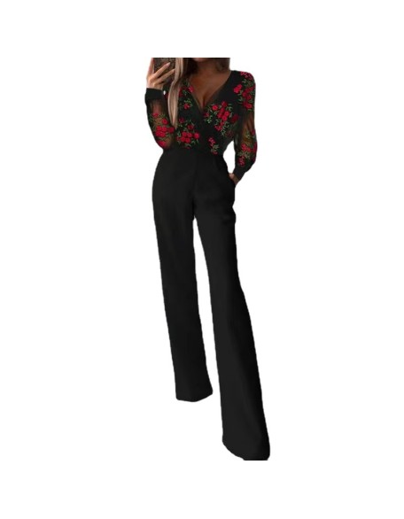 Waist simple stitching printing short sleeve long sleeve fashion tight slim jumpsuit