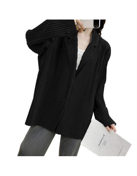 Autumn and winter new products with loose temperament, oversized long sleeved pleated suit jacket for women