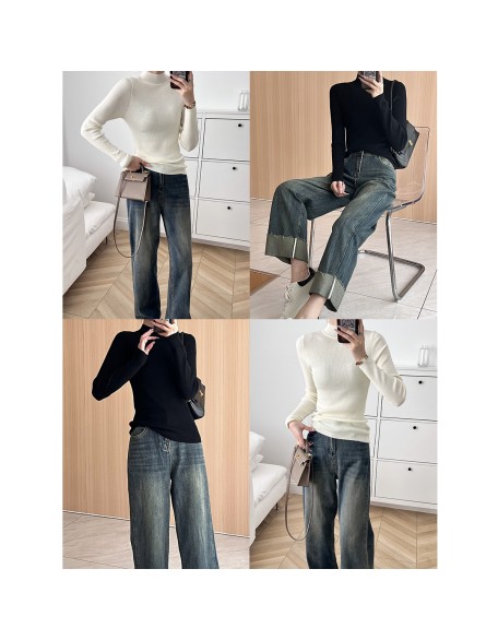 Wool blend yarn high elasticity autumn and winter versatile base sweater