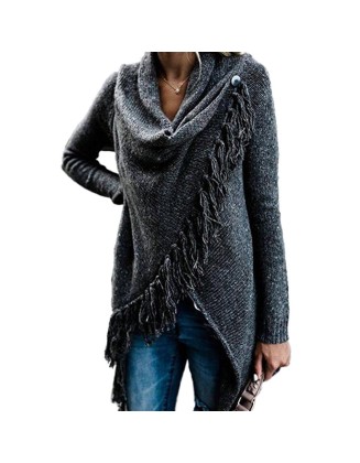 Autumn and winter oversized women's tassel knitted sweater jacket