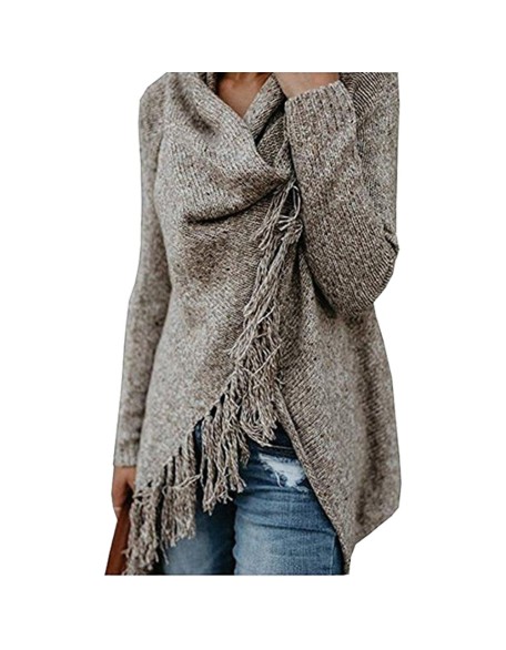 Autumn and winter oversized women's tassel knitted sweater jacket