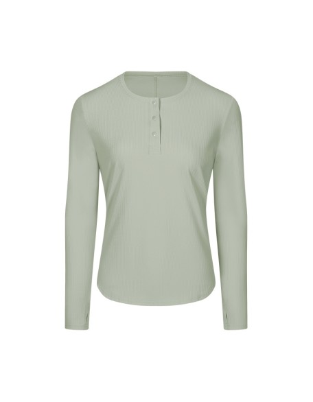 Vertical ribbed front collar sports long sleeve feminine casual home running yoga wear